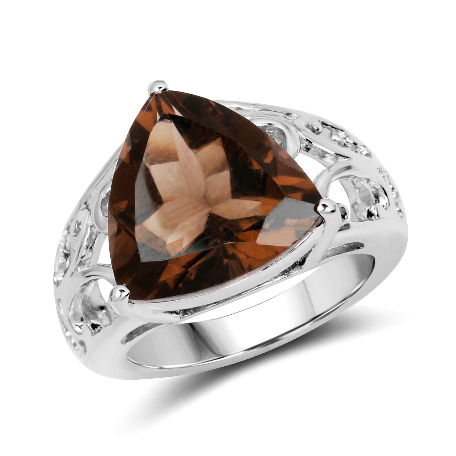 6.91 Carat Genuine Smoky Quartz .925 Sterling Silver Ring DestGlow