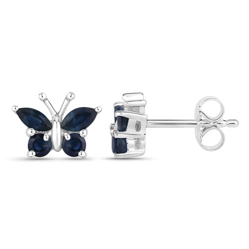 0.61 Carat Genuine Blue Sapphire .925 Sterling Silver Earrings DestGlow