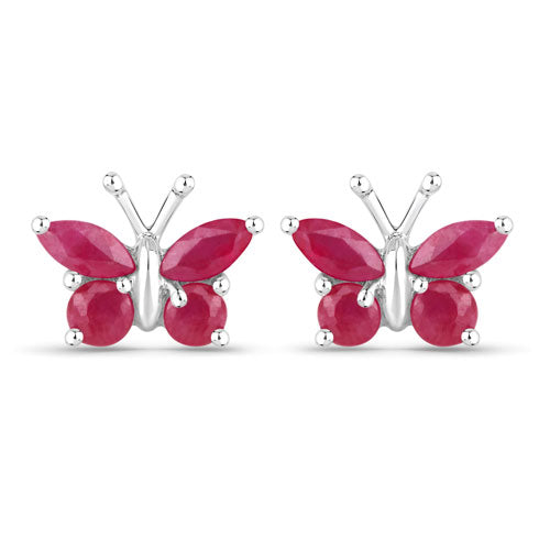 0.63 Carat Genuine Ruby .925 Sterling Silver Earrings DestGlow