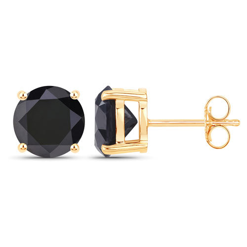 4.30 Carat Genuine Black Diamond 14K Yellow Gold Earrings by Bids.com