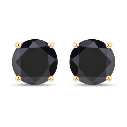 4.77 Carat Genuine Black Diamond 14K Yellow Gold Earrings DestGlow