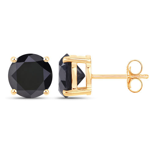 4.77 Carat Genuine Black Diamond 14K Yellow Gold Earrings DestGlow