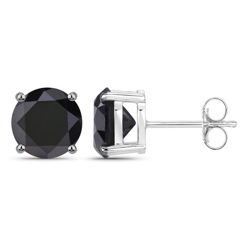 4.81 Carat Genuine Black Diamond 14K White Gold Earrings DestGlow