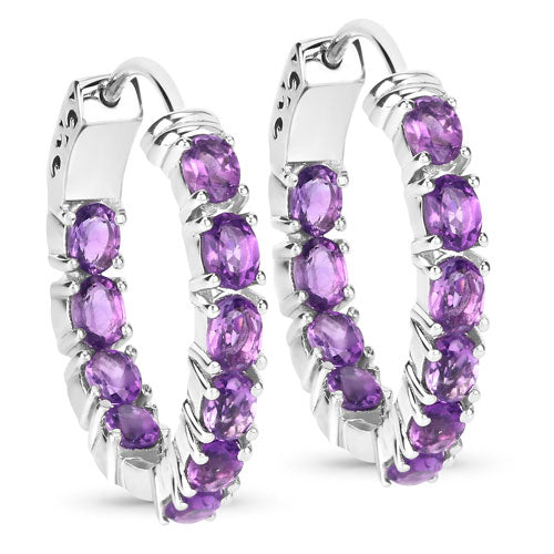 3.20 Carat Genuine Amethyst .925 Sterling Silver Earrings DestGlow