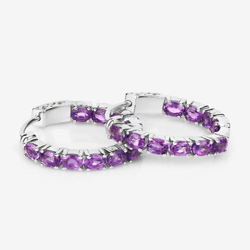 3.20 Carat Genuine Amethyst .925 Sterling Silver Earrings DestGlow