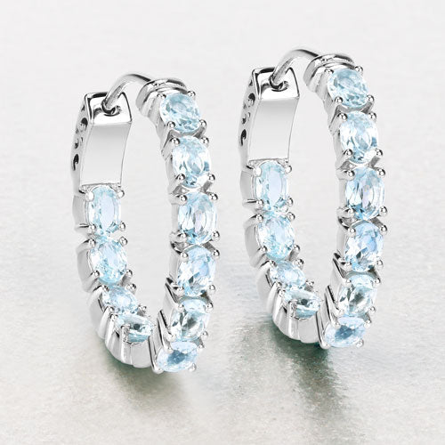 3.80 Carat Genuine Blue Topaz .925 Sterling Silver Earrings DestGlow