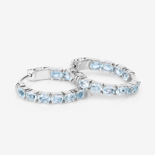 3.80 Carat Genuine Blue Topaz .925 Sterling Silver Earrings DestGlow