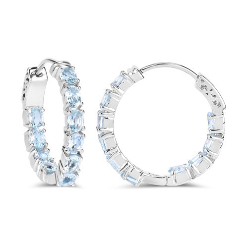 3.80 Carat Genuine Blue Topaz .925 Sterling Silver Earrings DestGlow