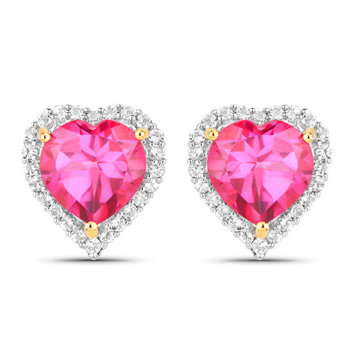 5.04 Carat Genuine Pink Topaz and White Topaz .925 Sterling Silver Earrings by Bids.com