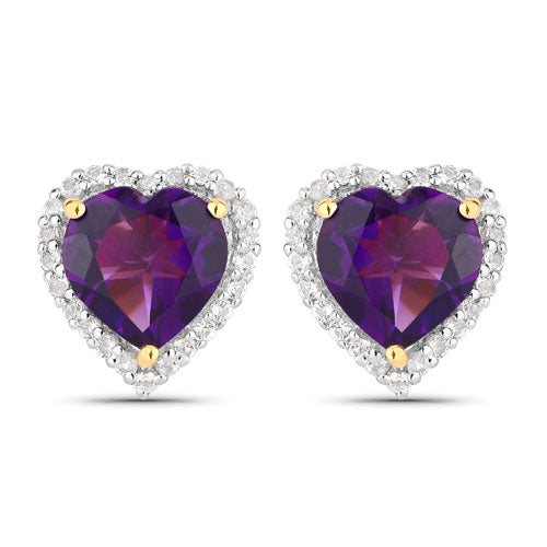 3.48 Carat Genuine Amethyst and White Topaz .925 Sterling Silver Earrings by Bids.com