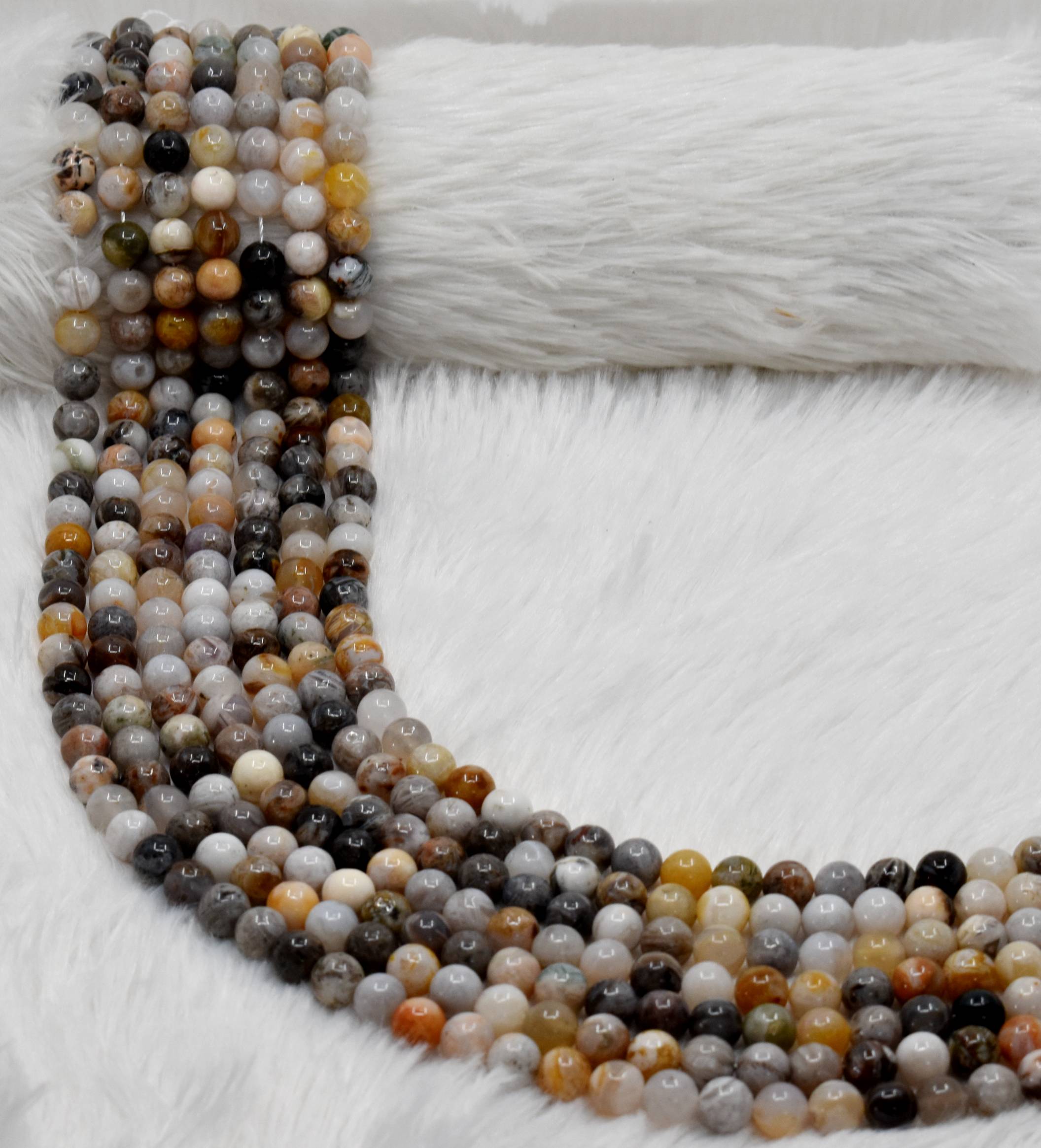 Bamboo Leaf Beads, Natural Crystal Round Beads 8mm DestGlow