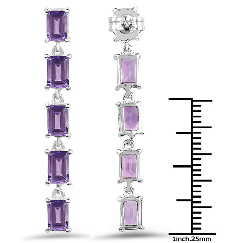 5.50 Carat Genuine Amethyst .925 Sterling Silver Earrings DestGlow