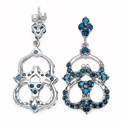 4.84 Carat Genuine London Blue Topaz .925 Sterling Silver Earrings by Bids.com