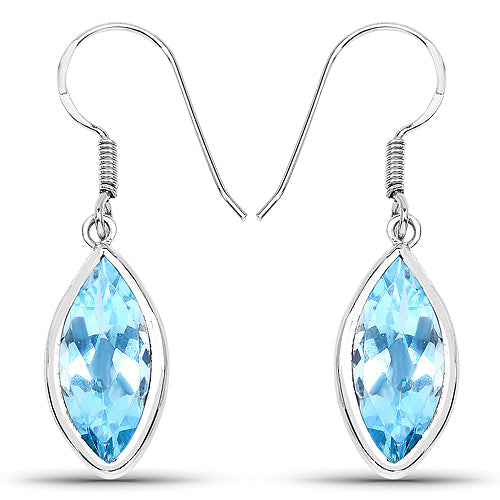 9.76 Carat Genuine Blue Topaz .925 Sterling Silver Earrings by Bids.com