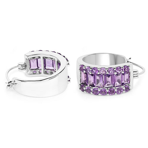 5.56 Carat Genuine Amethyst .925 Sterling Silver Earrings DestGlow
