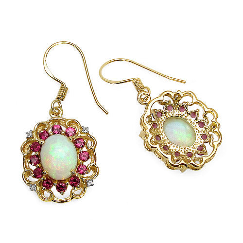 14K Yellow Gold Plated 4.94 Carat Genuine Multi Stones .925 Sterling Silver Earrings by Bids.com