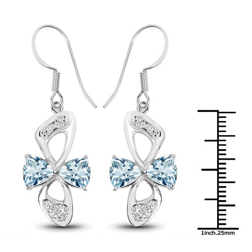 5.06 Carat Genuine Blue Topaz and White Topaz .925 Sterling Silver Earrings DestGlow