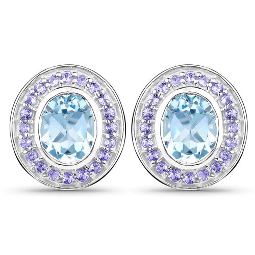 6.30 Carat Genuine Blue Topaz and Tanzanite .925 Sterling Silver Earrings by Bids.com