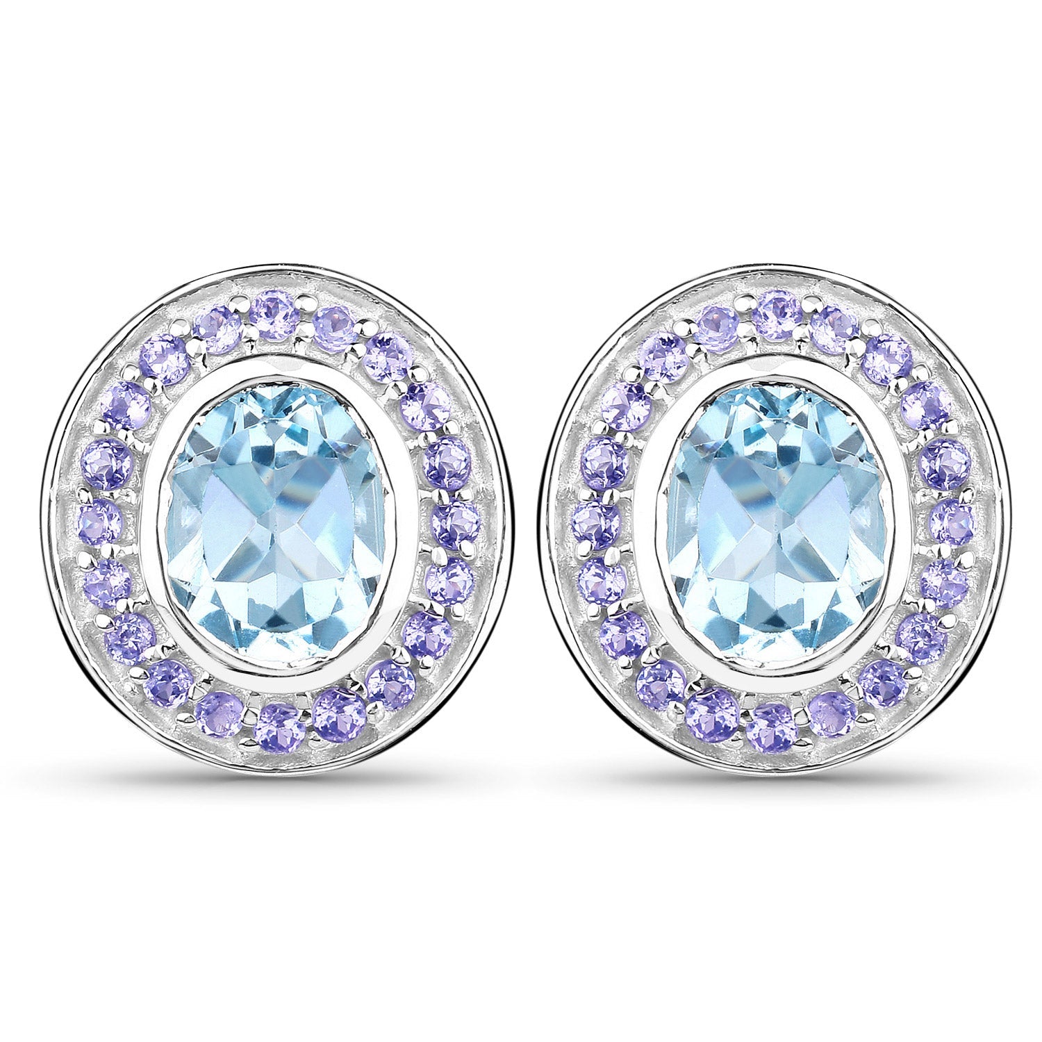 6.30 ct. Genuine Blue Topaz and Tanzanite .925 Sterling Silver Earrings by Avera Group