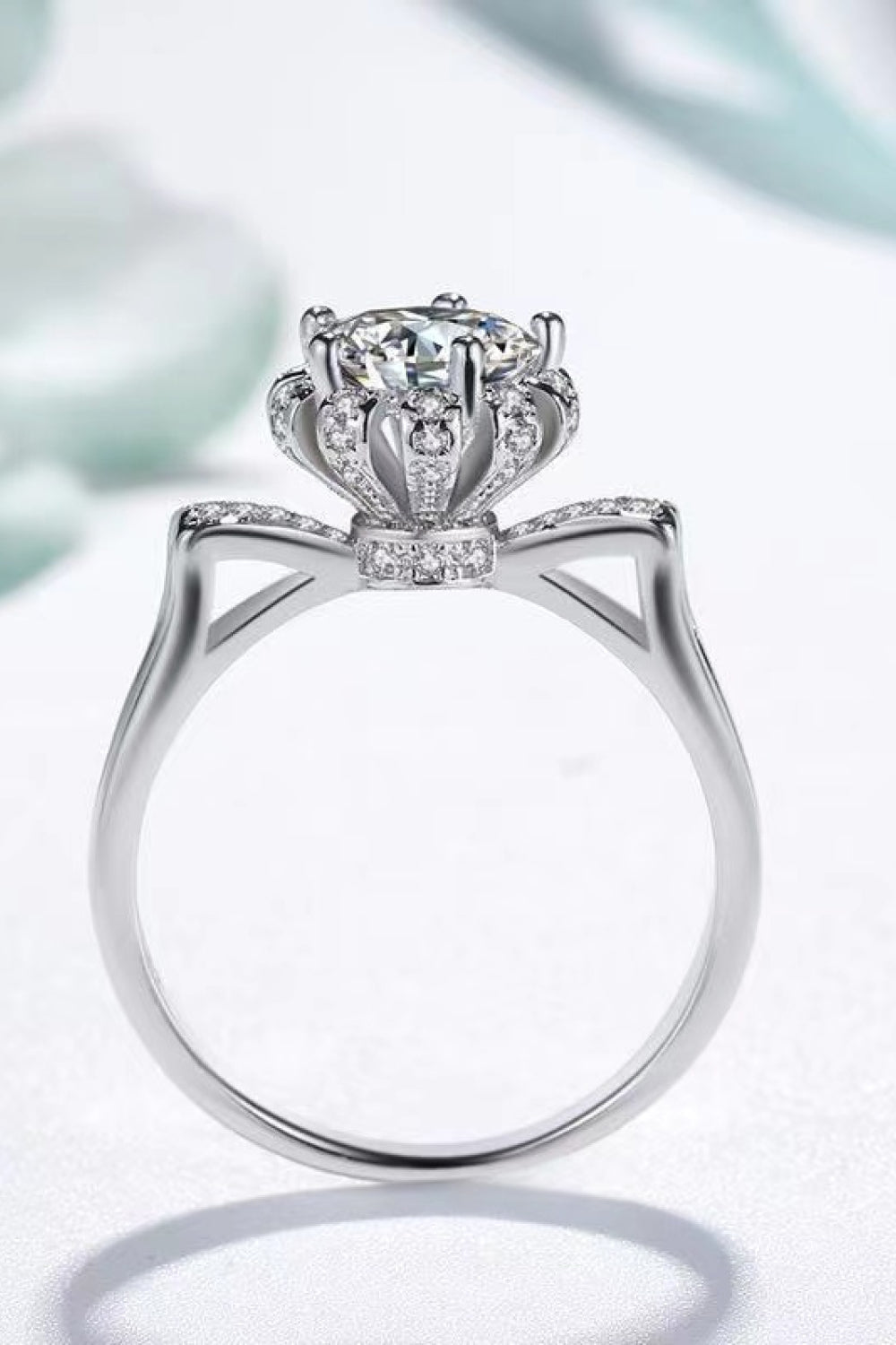 1 Carat Floral Round Brilliant Round Cut Sparkala™ Platinum Over Pure Sterling Silver Ring - DestGlow