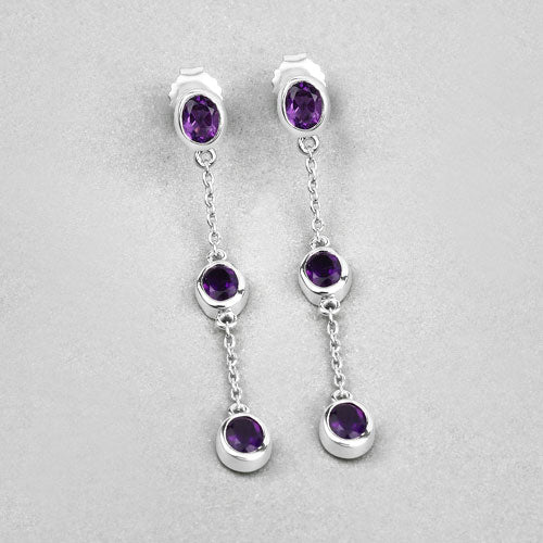 2.04 Carat Genuine Amethyst .925 Sterling Silver Earrings by Bids.com