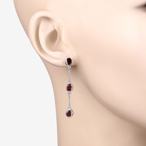 2.70 Carat Genuine Garnet .925 Sterling Silver Earrings by Bids.com