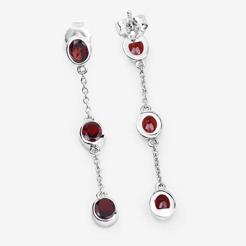 2.70 Carat Genuine Garnet .925 Sterling Silver Earrings by Bids.com