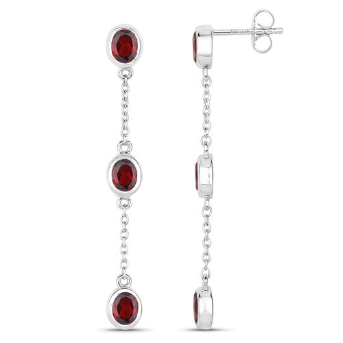 2.70 Carat Genuine Garnet .925 Sterling Silver Earrings by Bids.com