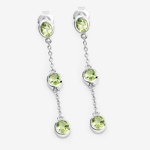 2.10 Carat Genuine Peridot .925 Sterling Silver Earrings by Bids.com