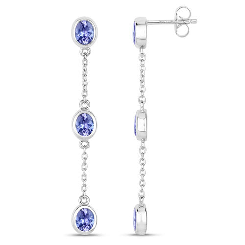 1.98 Carat Genuine Tanzanite .925 Sterling Silver Earrings by Bids.com