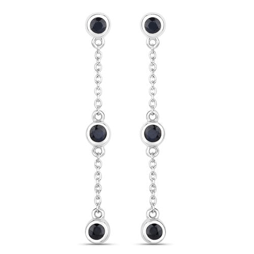0.66 Carat Genuine Blue Sapphire .925 Sterling Silver Earrings by Bids.com