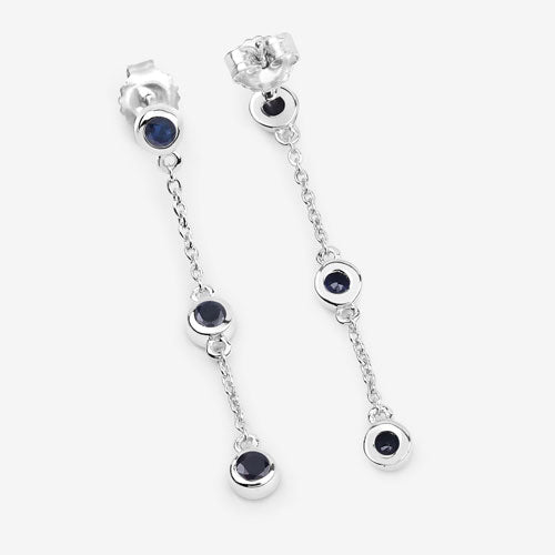 0.66 Carat Genuine Blue Sapphire .925 Sterling Silver Earrings by Bids.com