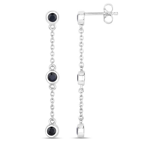 0.66 Carat Genuine Blue Sapphire .925 Sterling Silver Earrings by Bids.com