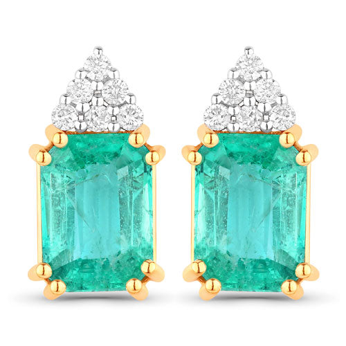 2.87 Carat Genuine Ethiopian Emerald and White Diamond 14K Yellow Gold Earrings by Bids.com