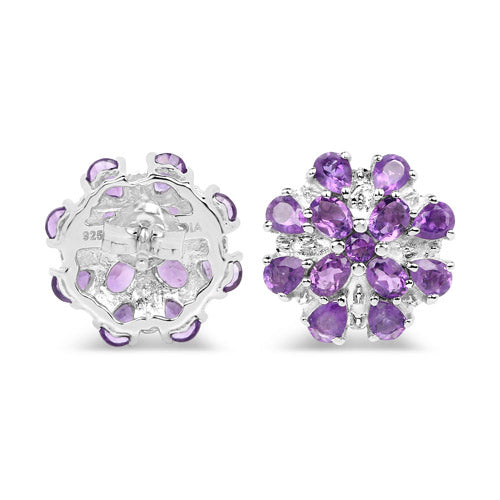 3.80 Carat Genuine Amethyst .925 Sterling Silver Earrings DestGlow