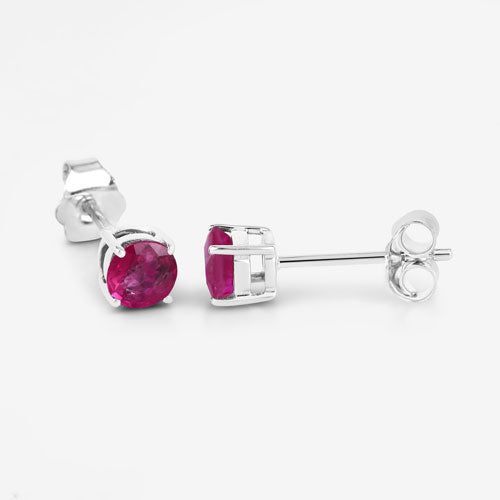 0.86 Carat Genuine Ruby 10K White Gold Earrings DestGlow