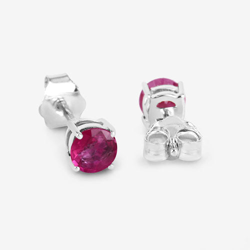 0.86 Carat Genuine Ruby 10K White Gold Earrings DestGlow