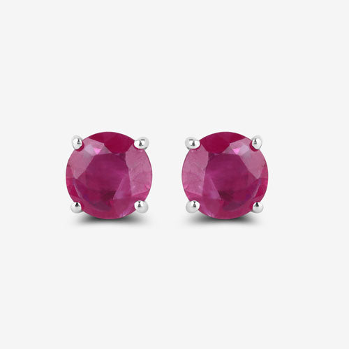 0.86 Carat Genuine Ruby 10K White Gold Earrings DestGlow