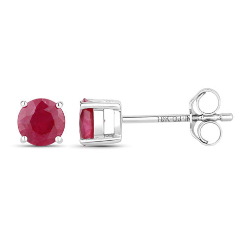 0.86 Carat Genuine Ruby 10K White Gold Earrings DestGlow