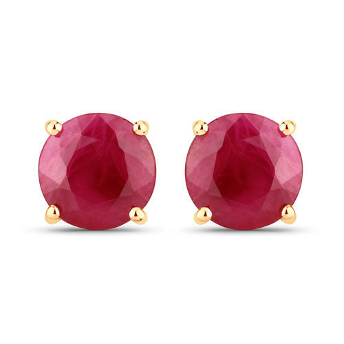 0.86 Carat Genuine Ruby 10K Yellow Gold Earrings DestGlow