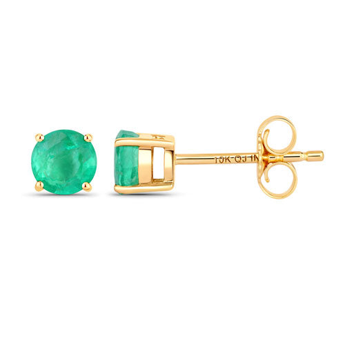 0.72 Carat Genuine Zambian Emerald 10K Yellow Gold Earrings by Bids.com