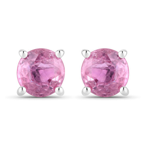 1.30 Carat Genuine Pink Sapphire 10K White Gold Earrings by Bids.com