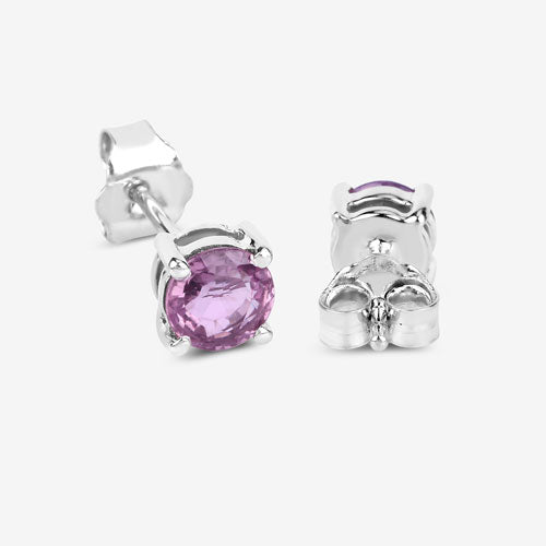 1.30 Carat Genuine Pink Sapphire 10K White Gold Earrings by Bids.com