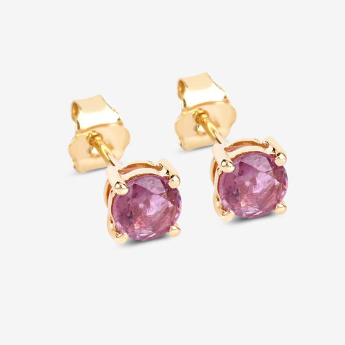 1.30 Carat Genuine Pink Sapphire 10K Yellow Gold Earrings by Bids.com