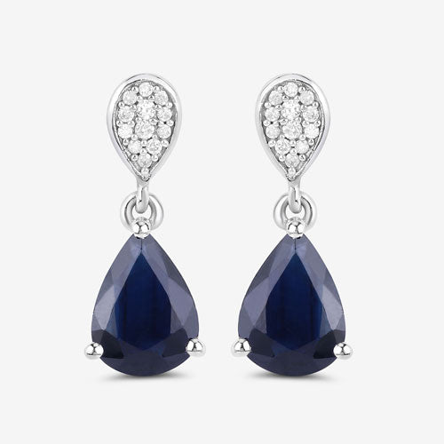 2.76 Carat Genuine Blue Sapphire and White Diamond 10K White Gold Earrings by Bids.com