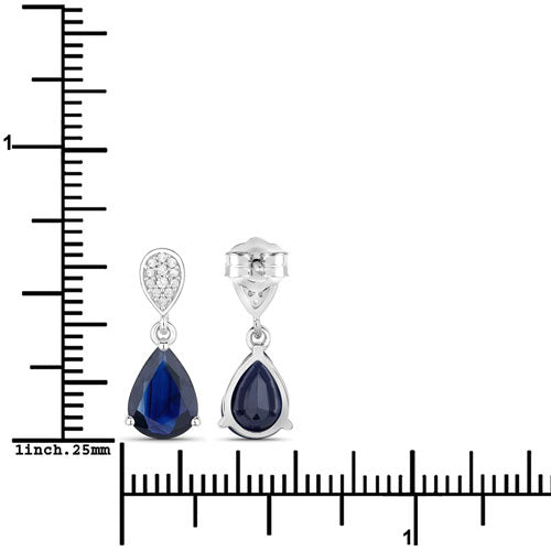 2.76 Carat Genuine Blue Sapphire and White Diamond 10K White Gold Earrings by Bids.com