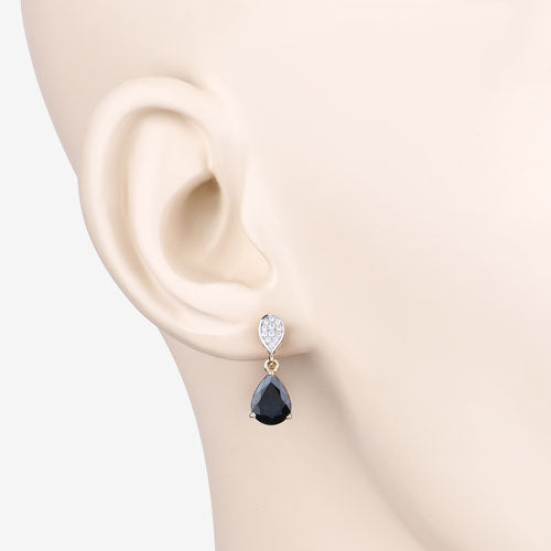 2.76 Carat Genuine Blue Sapphire and White Diamond 10K Yellow Gold Earrings by Bids.com