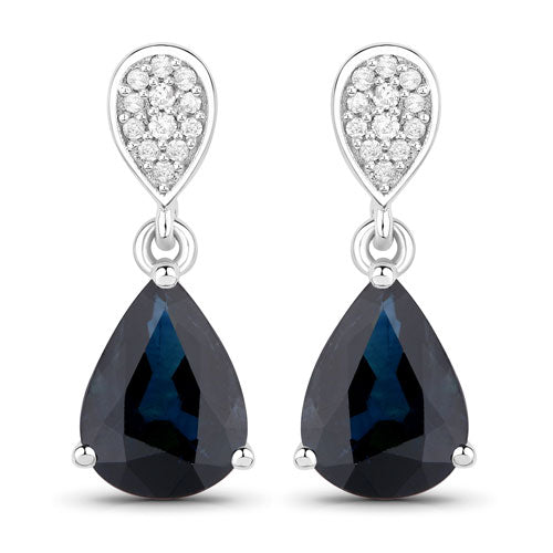 2.76 Carat Genuine Blue Sapphire and White Diamond 14K White Gold Earrings by Bids.com