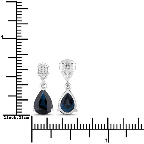 2.76 Carat Genuine Blue Sapphire and White Diamond 14K White Gold Earrings by Bids.com