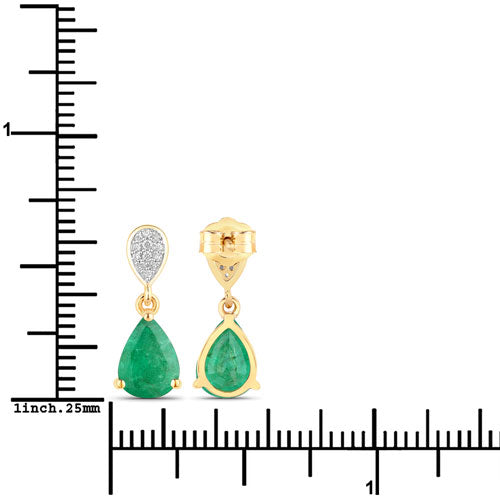 2.28 Carat Genuine Zambian Emerald and White Diamond 10K Yellow Gold Earrings by Bids.com